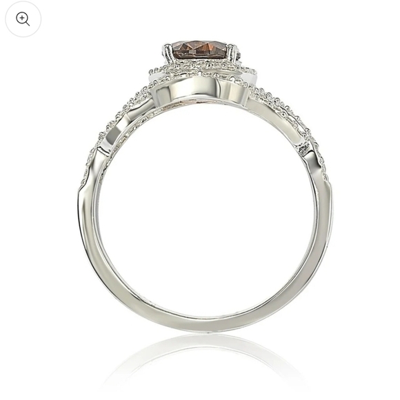 Suzy Levian Sterling Silver Brown Cubic Zirconia Crossover Bridal Ring All Sizes - Picture 6 of 6